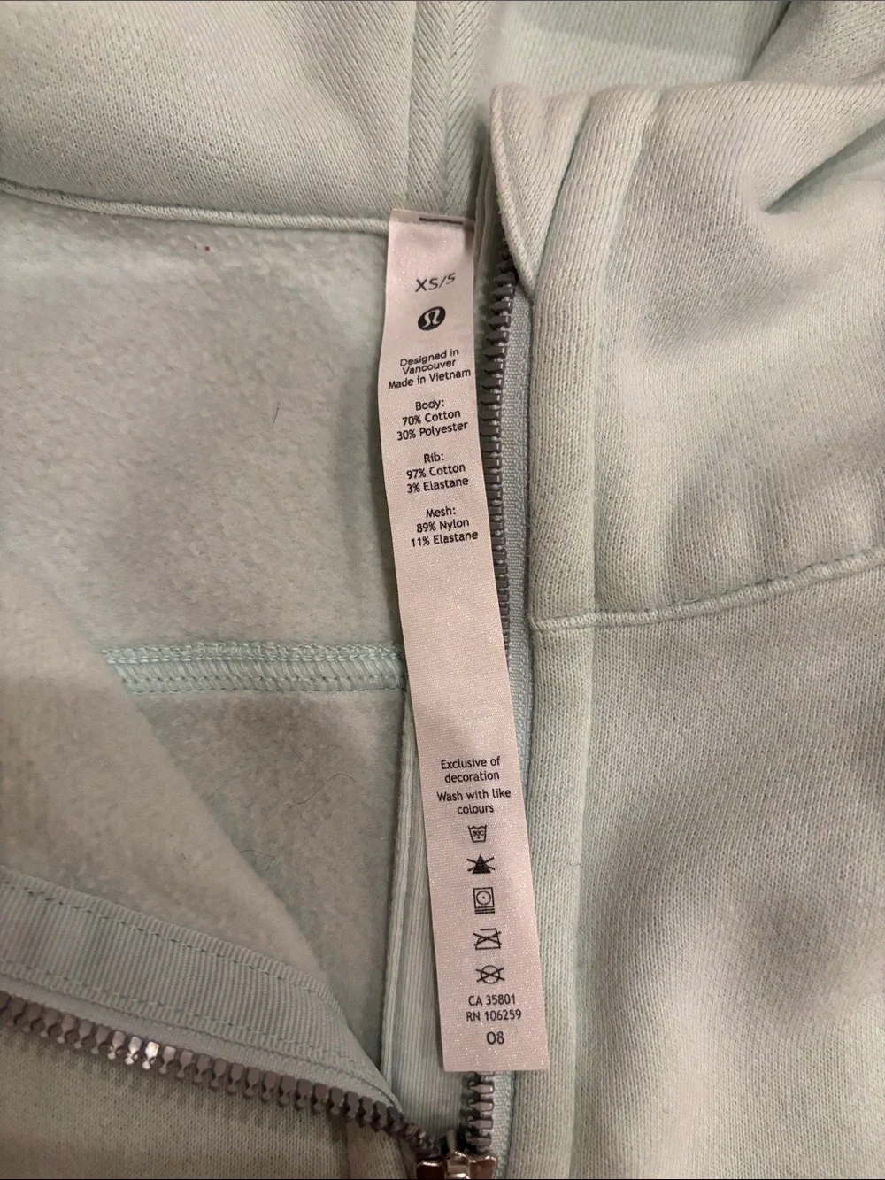 Lululemon 1/2 half zip hoodie hood scuba mint pastel green teal